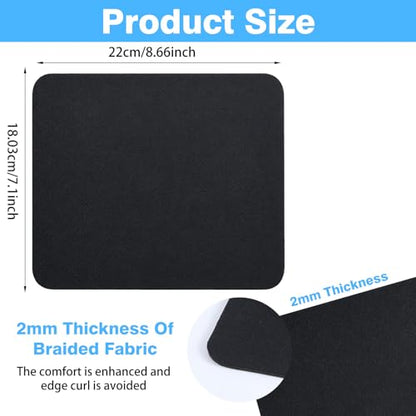 25 Pack Computer Mouse Pad, Waterproof Mousepads Bulk with Non-Slip Rubber Base, Smooth Textured Surface for Gaming, Office, Home, Laptop & Desktop Computers, Black, 7.09 x 8.66 Inch