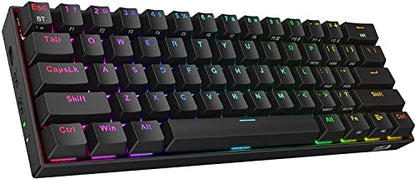 Redragon K530 Pro Draconic 60% Wireless RGB Mechanical Keyboard, BT/2.4Ghz/Wired 3-Mode 61 Keys Compact Gaming Keyboard w/Hot-Swap Socket, Free-Mod Plate Mounted PCB & Linear Red Switch - color: Black, size: Red Switch