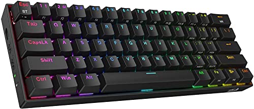 Redragon K530 Pro Draconic 60% Wireless RGB Mechanical Keyboard, BT/2.4Ghz/Wired 3-Mode 61 Keys Compact Gaming Keyboard w/Hot-Swap Socket, Free-Mod Plate Mounted PCB & Linear Red Switch - color: Black, size: Red Switch