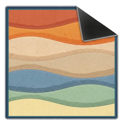 Boho Modern Abstract Mahjong Mat 31.5x31.5 Inch,Beautiful Colorful Non-Slip and Noise Reduction Mah Jong Table Mat Cover Gifts for Mahjong Lovers Poker Board Games Dominoes - color: Boho Modern Abstract