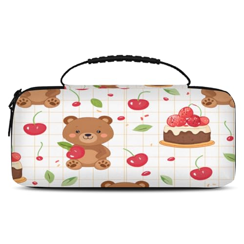 Adornori Cherry Carry Case Compatible with Nintendo Switch 2, with 20 Games Cartridges, Bear Portable Travel Carrying Case Pouch for Accessories & Games - color: Multicolor 4