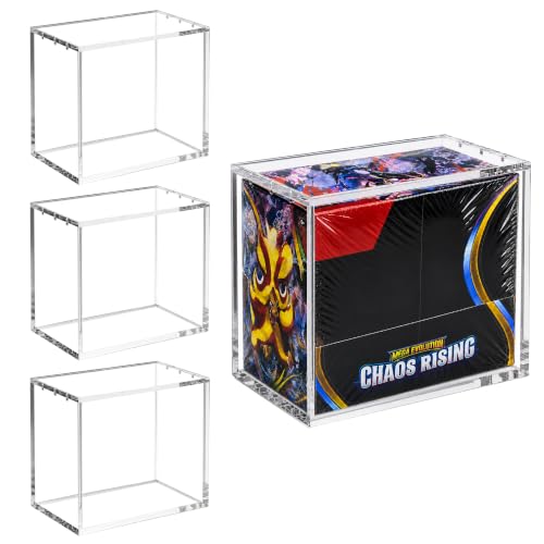 4-Pack Booster Box Acrylic Case for US-Size PKMN Booster Boxes | 5mm Ultra-Clear Acrylic with Magnetic Lids, Dust-Resistant and UV-Resistant Display, Inner Size: 5.4" L × 3.1" W × 4.9" H - size: (4-Pack)Booster Box Case