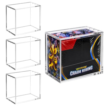 4-Pack Booster Box Acrylic Case for US-Size PKMN Booster Boxes | 5mm Ultra-Clear Acrylic with Magnetic Lids, Dust-Resistant and UV-Resistant Display, Inner Size: 5.4" L × 3.1" W × 4.9" H - size: (4-Pack)Booster Box Case