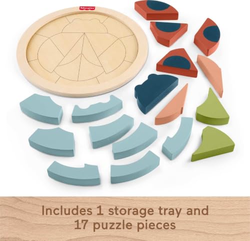 Fisher-Price Wood Preschool Toy Jigsaw Puzzle, Tiny Garden Lady Bug 18-Piece Wooden Activity for Fine Motor Play Kids Ages 3+ Years - style: Lady Bug