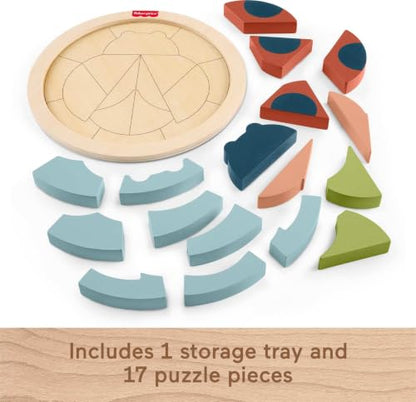 Fisher-Price Wood Preschool Toy Jigsaw Puzzle, Tiny Garden Lady Bug 18-Piece Wooden Activity for Fine Motor Play Kids Ages 3+ Years - style: Lady Bug