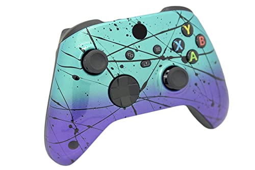 Hand Airbrushed Fade Custom Controller Compatible with Xbox Series X/S & Xbox One (Series X/S Teal & Purple Fade) - color: Series X/S Teal & Purple Fade