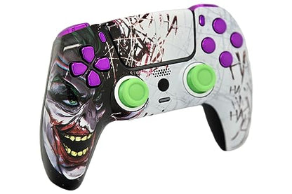 Custom Controllerzz Custom Wireless Controller Compatible with PS5 - Multiple Designs Available (Jokester & Purple Chrome) - color: Jokester & Purple Chrome