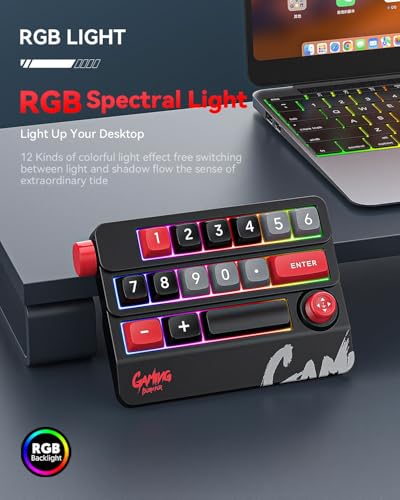 Numeric Mechanical Keyboard with Right Joystick, One Handed Keyboard Fully Programmable for Knobs and Keys, Rocker Knobs for OSU Keypad, Hotswap Keypad with RGB - color: Khaki
