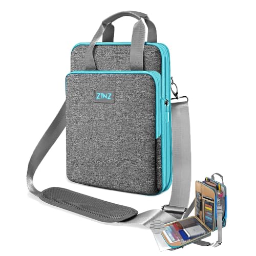 ZINZ Laptop Shoulder Bag 12.3-13 inch Case Sleeve, Expandable Handbag with Valuables Compartment Compatible with MacBook Air/Pro/Neo 13", iPad 12.9"/13"/11", Shockproof,Gray-Blue edge - color: Gray-blue Edge