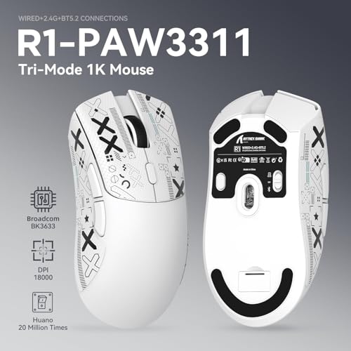 ATTACK SHARK X68HE 60% Wired RT 8K Keyboard+Wireless R1 Mouse-White Contour | Adjustable Actuation,Hall Effect Mechanical Magnetic Switch,Coiled Cable,USB C/2.4Ghz/BT Ultralight 18K DPI Mice for PC Gamer - color: White Contour, size: Keyboard Mouse