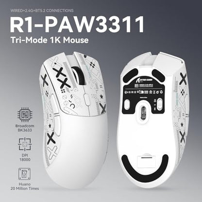 ATTACK SHARK X68HE 60% Wired RT 8K Keyboard+Wireless R1 Mouse-White Contour | Adjustable Actuation,Hall Effect Mechanical Magnetic Switch,Coiled Cable,USB C/2.4Ghz/BT Ultralight 18K DPI Mice for PC Gamer - color: White Contour, size: Keyboard Mouse