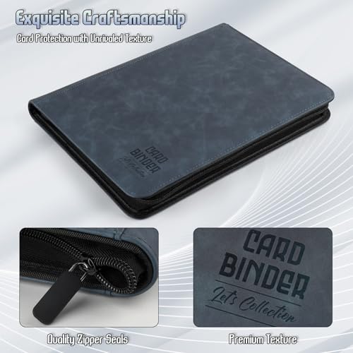 Trading Card Binder, Premium 9 Pocket Double Sided 540 Pocket PU Card Collection Binder, Collectible Trading Card Albums for MTG, TCG, Sport Card, Game Cards (Blue) - color: Blue