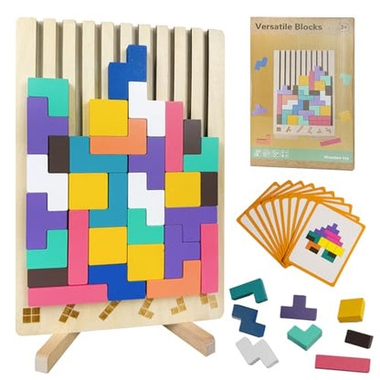 Wooden Stacking Puzzle Toy,3D Wooden Montessori Puzzles Toy,Giant Russian Block Game,Puzzle Board for Kids Jigsaw Puzzle Toddlers Brain Teasers for Kids 5-7 8-12 Years
