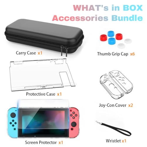 Custom Photo Carrying Case for Nintendo Switch/OLED, Personalized Name Accessories Bundle Hard Shell Travel Pouch with 8 Game Cartridges, Screen Protector, Clear Switch Cover Case, Thumb Grips, Black - size: Nintendo Switch/OLED