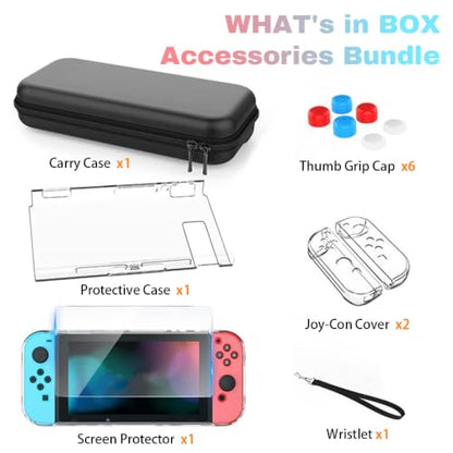 Custom Photo Carrying Case for Nintendo Switch/OLED, Personalized Name Accessories Bundle Hard Shell Travel Pouch with 8 Game Cartridges, Screen Protector, Clear Switch Cover Case, Thumb Grips, Black - size: Nintendo Switch/OLED
