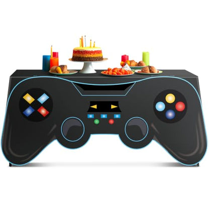6 Ft Video Game Tablecloth Birthday Party Decoration Game Controller Shaped Table Cover Washable Polyester Party Supplies Game pad Table Covers Protector for Gamer Player Birthday Parties Decoration - style: Video Game