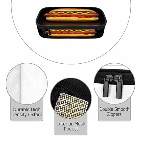 Burger Pencil Case Organizer Sausage Food Delicious Black Stationery Box Makeup Colleague Office Supply for Adults Men Women School Students Boy Girl - color: Burger