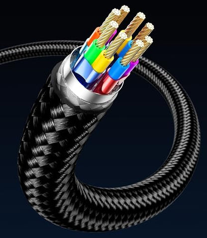 8K 4K HDMI Cable 48 Gbps Ultra High Speed HDMI Cable Braided Cord 4K@120Hz 8K@60Hz HDR for HDTV, Switch, PS4/PS5, Xbox, Blu-ray, Roku and More 6.6FT
