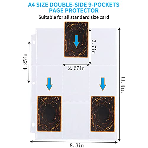2088 Pockets Baseball Card Sleeves, JIQEZNL Premium 9 Pocket Trading Card Binder Sleeves for 3 Ring Binder, Double Side Card Protector Pages for Pokemon, Yugioh, Sport, Football Card Collector - size: 116 Sheets