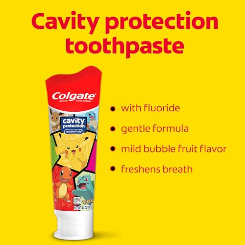 Colgate Kids Pokemon Toothbrush and Kids Toothpaste Gift Set, Includes Pokemon-Themed Battery Toothbrush, 2 Bubblegum Flavored Fluoride Toothpastes, and 2 Manual Toothbrushes - style: Pokemon