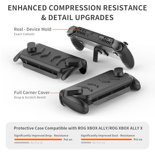 Protective Case Set for ASUS ROG Xbox Ally X Gaming Handheld Console(2025),ROG Xbox Ally Portable Case Cover with Detachable Front Shell,Kickstand Back Case and Strap,Black - color: Black