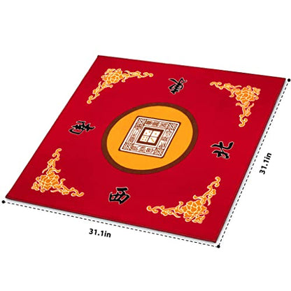 Yellow Mountain Imports Multi-Purpose Table Cover for Mahjong, Poker, Card Games, Board Games, Tile Games, and Dominoes - Vibrant Red, 31.1 Inches - color: Red