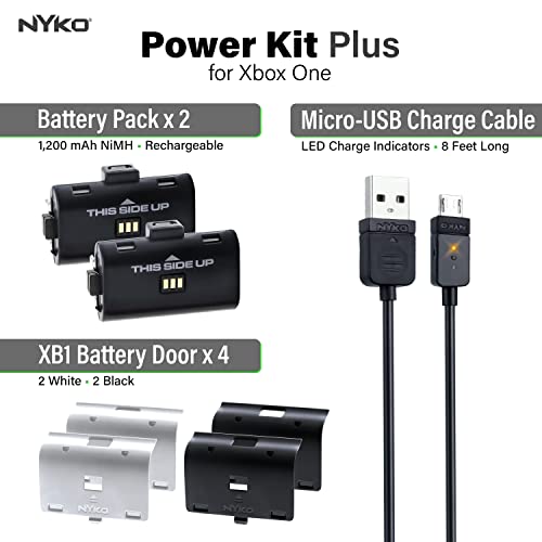 Nyko Xbox One Power Kit Plus - Rechargeable Battery Kit w/ 2 Batteries, Micro-USB Cable for Xbox one Controllers ONLY– Not Compatible w/Xbox S/X – Not Compatible w/Xbox Controllers w/Home Button
