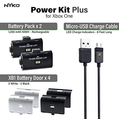 Nyko Xbox One Power Kit Plus - Rechargeable Battery Kit w/ 2 Batteries, Micro-USB Cable for Xbox one Controllers ONLY– Not Compatible w/Xbox S/X – Not Compatible w/Xbox Controllers w/Home Button