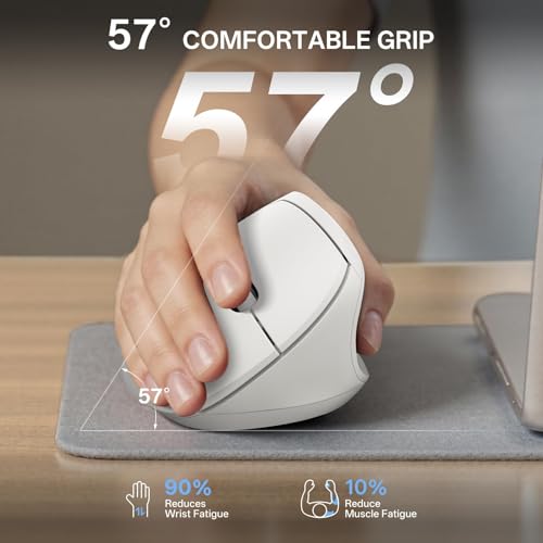 Philips Ergonomic Mouse - Vertical Mouse with 800/1200/1600 Adjustable DPI, 6 Silent Buttons, Auto Power Saving,Light Weight,2.4GHz Wireless Mouse for Laptop,Desktop, PC- White - color: White