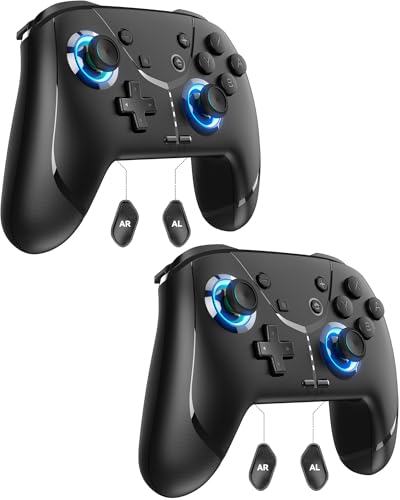 GMBACK 2 Pack Switch 2 Pro Controllers with Loop Macro & Home Wake Up | Wireless Macro Controller for Nintendo Switch 2/Switch/Lite/OLED with 6-Axis Gyro, Dual Vibrations, Turbo, 800mAh, 2 Pack - color: Black-2PK