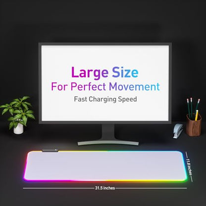 RGB 마우스패드 LED 마우스 패드, 대형 마우스 패드, LED 및 빅 마우스 매트(화이트) - color: RGB 화이트
