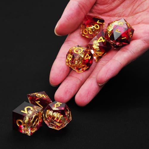 Ring DND Dice Set, 7 Pcs Magic Lord Ring DND Dice Resin Sharp Edge D&D Dice for Dungeons and Dragons RPG Role Playing Games