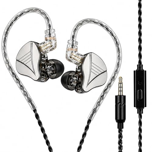 In Ear Monitor Headphones Dual Magnetic Dynamic Driver IEM with Mic, Black | Hybrid Banlance Armature with Dynamic in Ear Headphones IEM Earphones Gaming Earbuds - color: YJS-819-Black