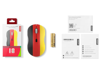 Lenovo 350 Bluetooth Silent Mouse (Fan Edition), Wireless Ergonomic Ambidextrous Design, Bluetooth 5.3, Adjustable DPI up to 2400, 36 Month Battery Life, Recycled Materials, German Flag - color: Germany Flag