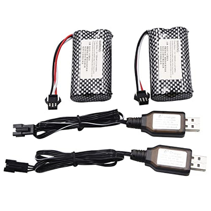 Blomiky 2 Pack 7.4V 1200mAh 8.88Wh Li-ion Rechargeable Battery with Black SM-3P Plug and Cable Replacment for Some Old Version RC Trucks / 1575 Battery 2
