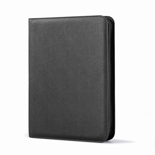 9 Pocket Trading Card Binder, Ringless Card Binder with Zipper for TCG and Sport Cards Collections, Holds 360 Cards with Side-Loading Pages, Black - color: 3.Black - 9 Pocket - 360 Slots