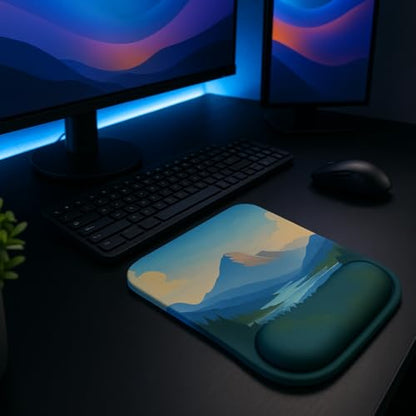 Ergonomic Memory Foam Mouse Pad with Wrist Support, Orange, Ultra-Smooth Surface, Anti-Slip Base (Mountain View, Medium) - color: Mountain View