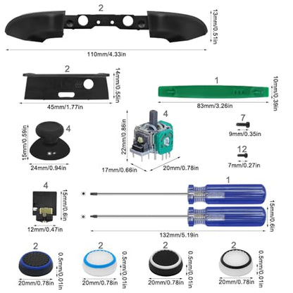 27 PCS LB RB Bumpers Button Replacement Kit, SourceTon LB RB Button Triggers Parts, Joystick, Screwdriver, Thumbstick Holder, Headphone Jack Plug Port, Hat Silicone Compatible with Xbox ONE Controller