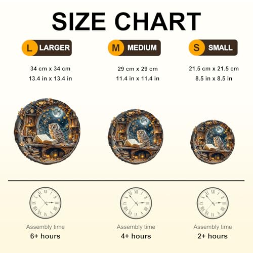 WOODBESTS Wooden Puzzles for Adults - Moonlit Owl Wooden Jigsaw Puzzle, Unique Animal Wood Puzzles Adult, Xmas Puzzle Gifts for Puzzles Lovers(200 Pcs, M, 11.4"x11.4") - size: Medium