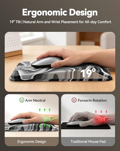Ergonomic Mouse Pad with Wrist Rest, Mousepad with Wrist Support with Built-in Memory Foam and Ergonomic Slope Design Relieves Carpal Tunnel Syndrome Pain，Desk Computer Office Gaming Mouse Pads - color: Texture