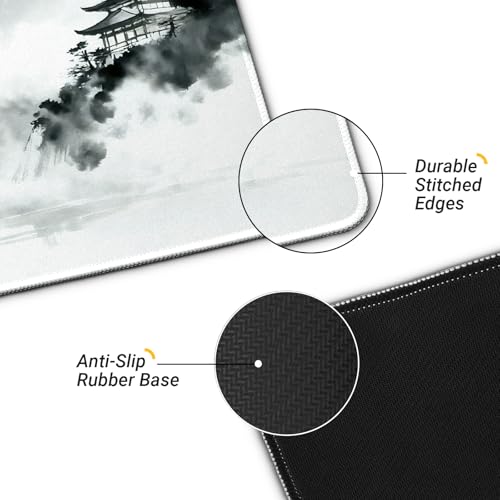Gaming Mouse Pad with Anti-Slip Rubber Base, Extended Large Computer Mouse Mat with Stitched Edges, Long XL Anime Mousepad for Laptop and Keyboard, 31.5 x 11.8 inch (Japanese Cherry Blossom) - color: Japanese Cherry Blossom