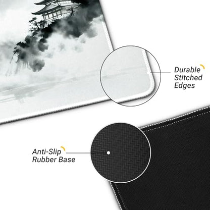 Gaming Mouse Pad with Anti-Slip Rubber Base, Extended Large Computer Mouse Mat with Stitched Edges, Long XL Anime Mousepad for Laptop and Keyboard, 31.5 x 11.8 inch (Japanese Cherry Blossom) - color: Japanese Cherry Blossom