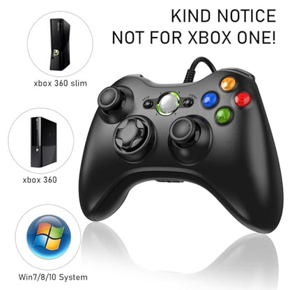 Etpark X-Box 360 Controller Wired, Gamepad Controller with Wired USB for Microsoft X-Box 360 & Slim Console and PC Windows XP/7/8/10, with Upgraded Joystick, Black - color: Black-wired