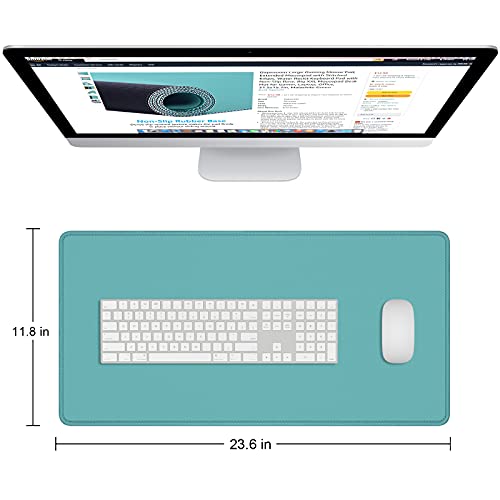 Dapesuom Large Mouse Pad, Extended Gaming Mouse Mat with Stitched Edges, Full Size Desk Mats with Non-Slip Base, Computer Big Desktop Keyboard Pad for Gamer, Laptop, Office, 23.6 x 11.8 in, Green - color: Malachite Green, size: 23.6L x 11.8W inches