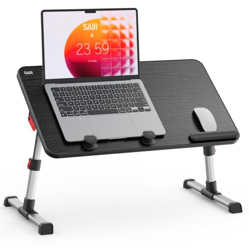 Laptop Desk Table, SAIJI Adjustable Laptop Stand, Portable Lap Desks | Breakfast Tray Reading Desk for Sofa Couch Bed Floor (Black,Medium Size) - color: Black, size: 20.5*11.8 inches