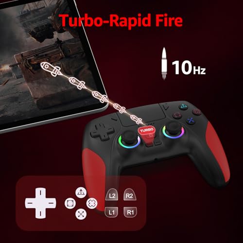 Akalyptra Wireless Controller for PS-5/PS-5 Pro/Slim/PC with Turbo/Macro/Combo, Hall Effect Controller for PS-5 Support Dual Vibration, 3.5mm Headphone Jack, 6-Axis LED Gamepad with Speaker - color: Black