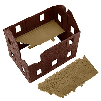 BMC WW2 Bombed French Farm House - Plastic Army Men Playset Accessory - color: Brown / Tan