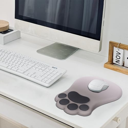 L-SPOUTTO Ergonomic Mouse Pad with Wrist Rest,Cute Mouse Pad Wrist Support | Cat Paw Comfortable Massage Design,Computer Pain Relief Mousepad with Non-Slip PU Base for Desk Laptop Gaming,Gradual Brown - color: Gradual Brown