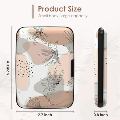 RFID Blocking Credit Cards Holder Mini Wallet Metal Business Card Case, Hard Protector Credit Card Case for Women Men, Abstract Leaf - color: Abstract Leaf
