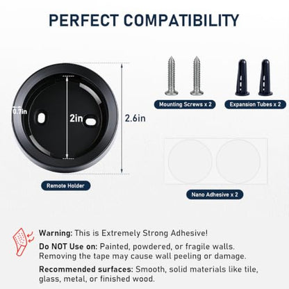 Wall Mount Holder for Hunter Douglas PowerView Remote Control Gen 2 & Gen 3 Surface Mount Bracket Station Only with Adhesive Strip and Screw, Black 1 Pack - color: Black